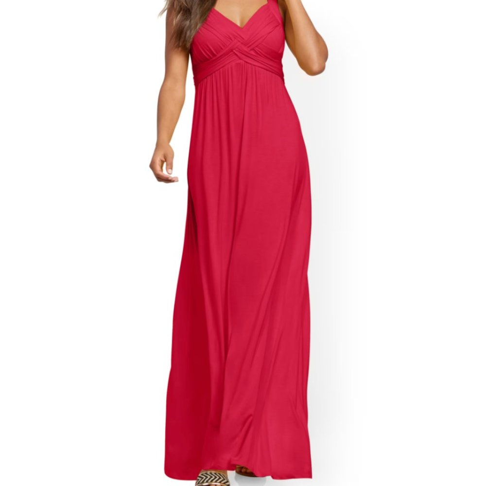 Hot Pink Goddess Maxi Dress Empire Waist, size Medium